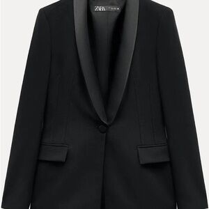 Zara Women's SATIN EFFECT LAPEL TUXEDO JACKET